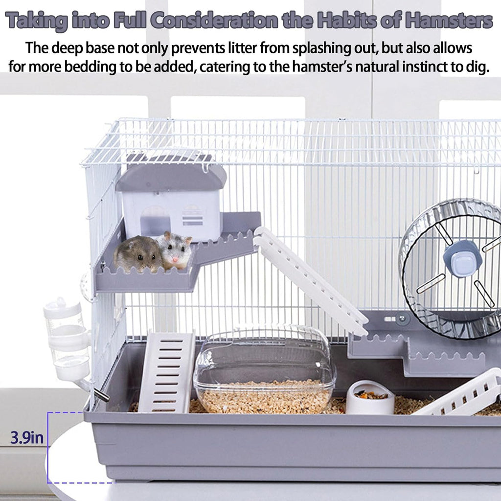 Large 3-Levels Grey Hamster Cage with Accessories V934262