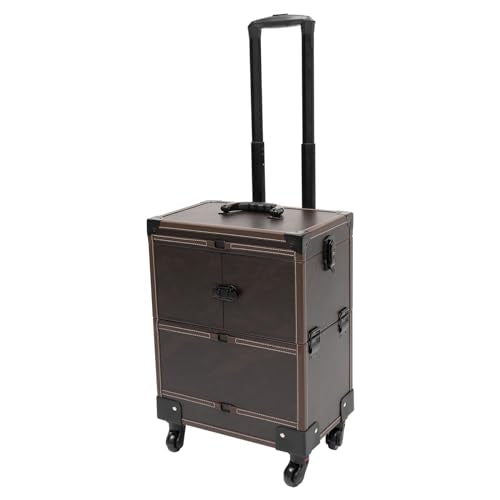 Black Aluminum Cosmetic Organizer Box with Mirror and 4 Wheels F432525