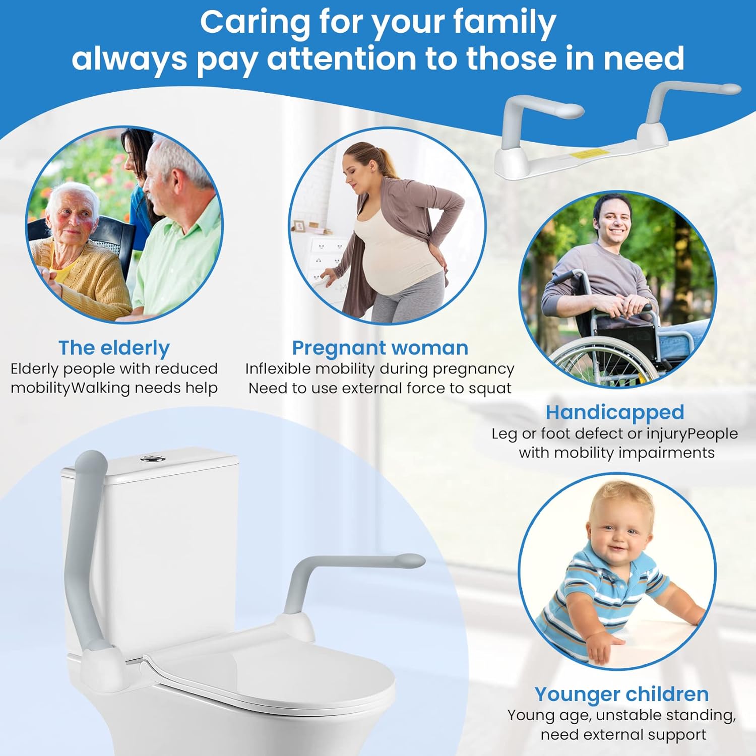 Heavy Duty Toilet Safety Rails with Foldable Handles F770352