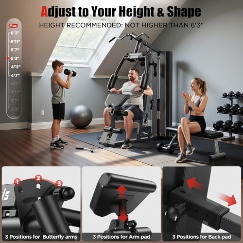 Multifunctional Home Gym Equipment with 154LBS Weight Stack T48979