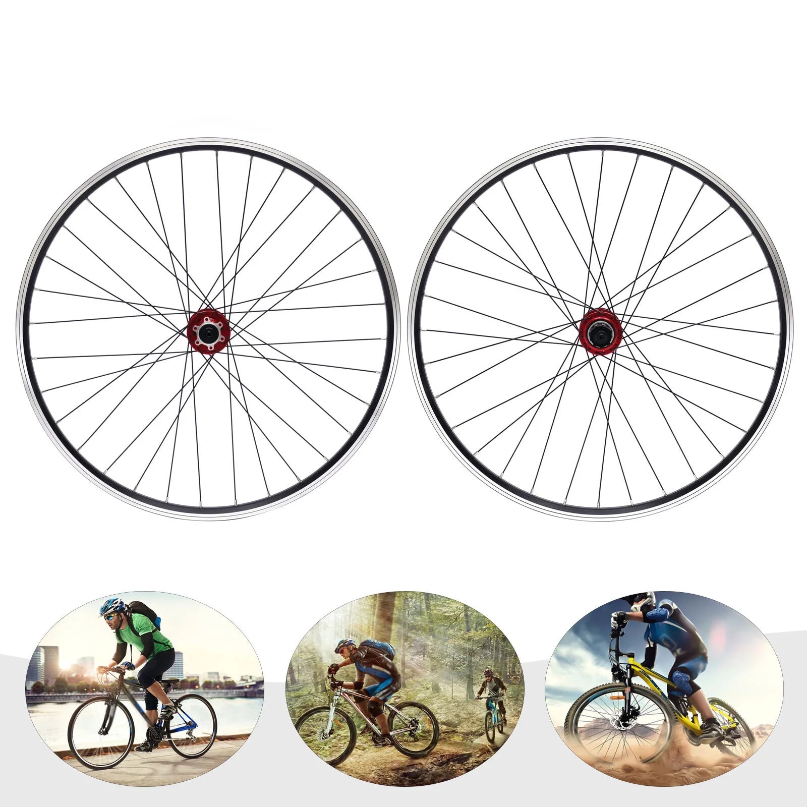Red Hub 27.5" Aluminum Alloy Mountain Bike Wheelset F510145
