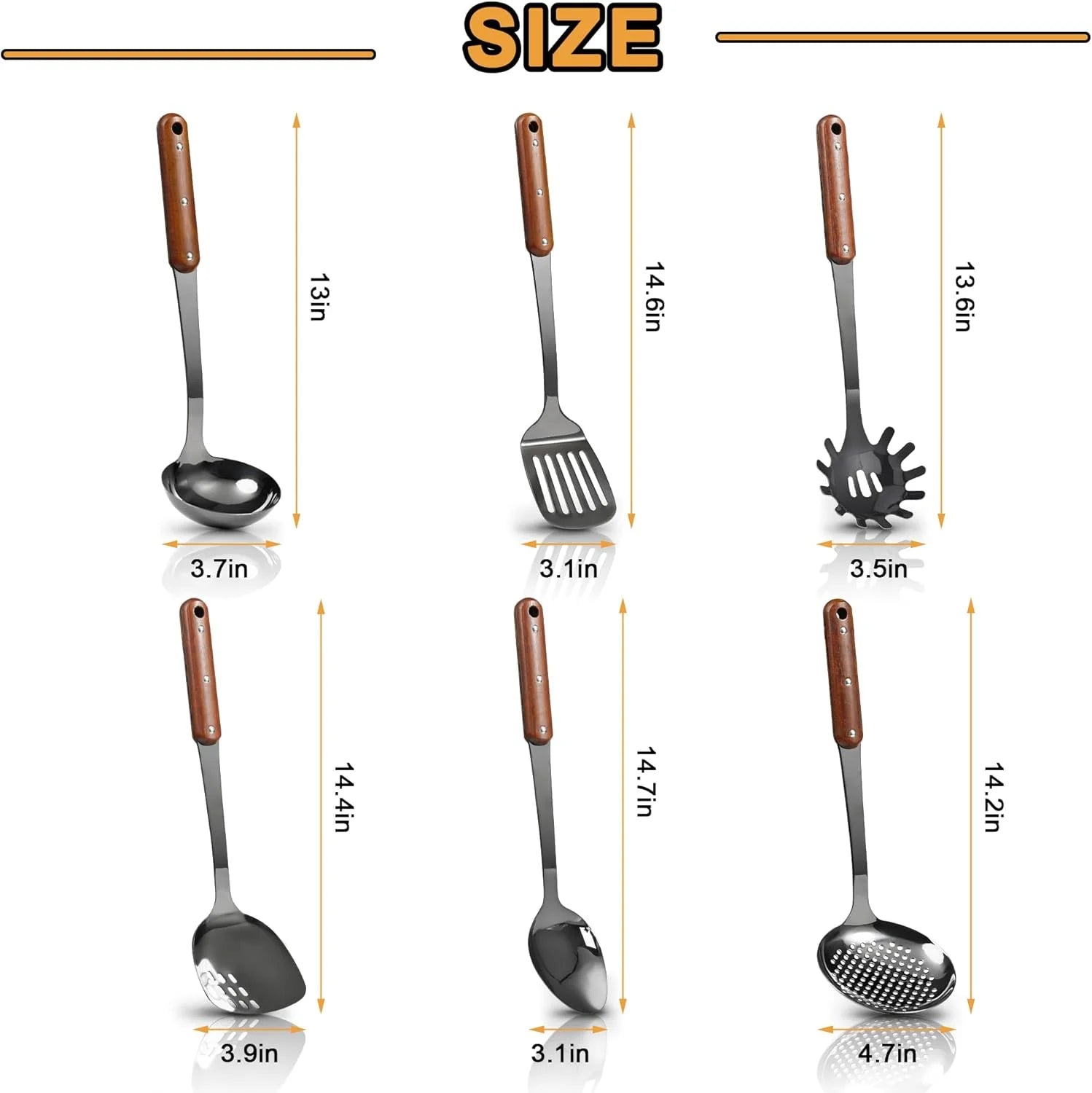 6 Piece Stainless Steel Kitchen Utensil Set with Wooden Handle J506580