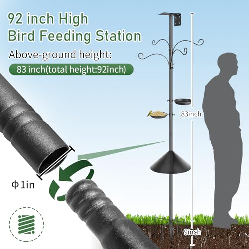 92 Inch Heavy Duty Bird Feeder Pole with Baffle A1180