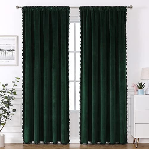 Black Velvet Blackout Curtains 52x96 inch 2 Panels G2823