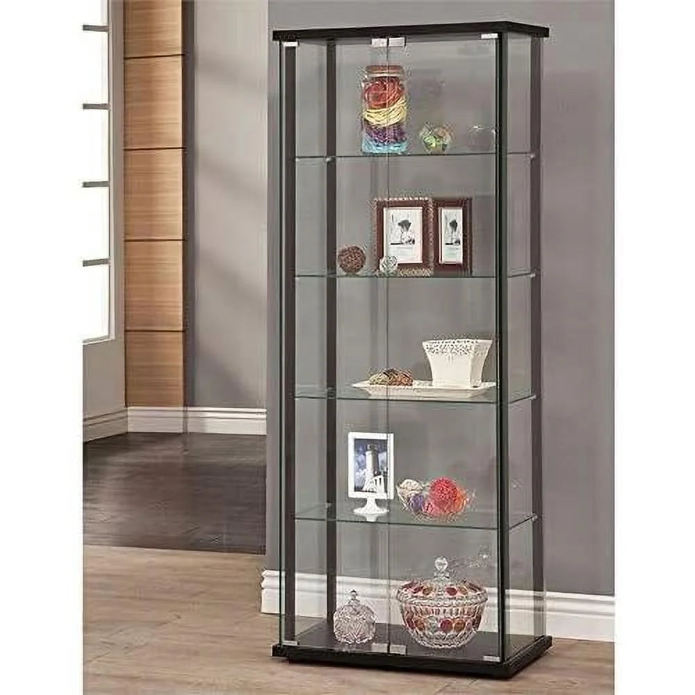 Black 5 Shelf Glass Curio Cabinet Z317648