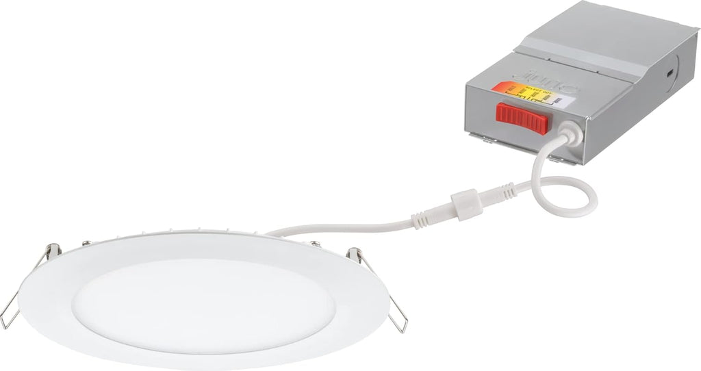 Round Baffle LED Downlight, 6-Inch, Matte White & Ultra Thin Recessed Downlight, White A952
