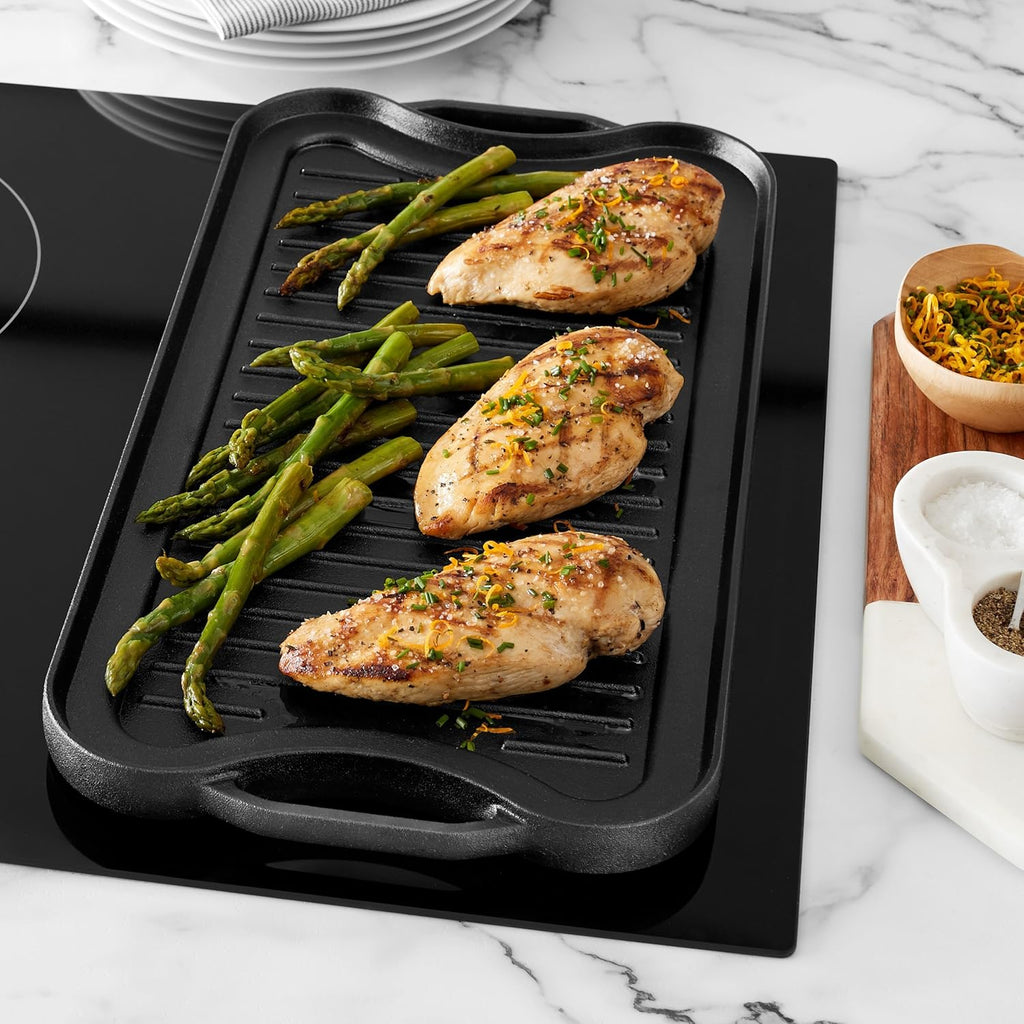 Pre-Seasoned Cast Iron Reversible Rectangular Grill Griddle, Black, 20 x 10.39 x 0.98 inch T892