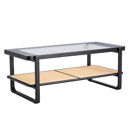 41.3 Inch Rectangle Wooden Coffee Table with Storage K838659