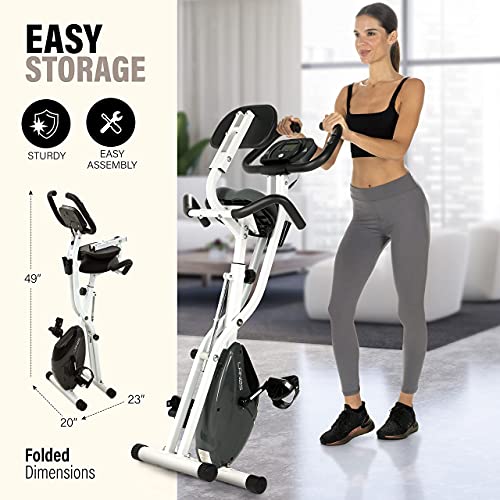 2 In 1 Recumbent Exercise Bike and Upright Indoor Cycling Bike with 10 Level Magnetic Resistance O337