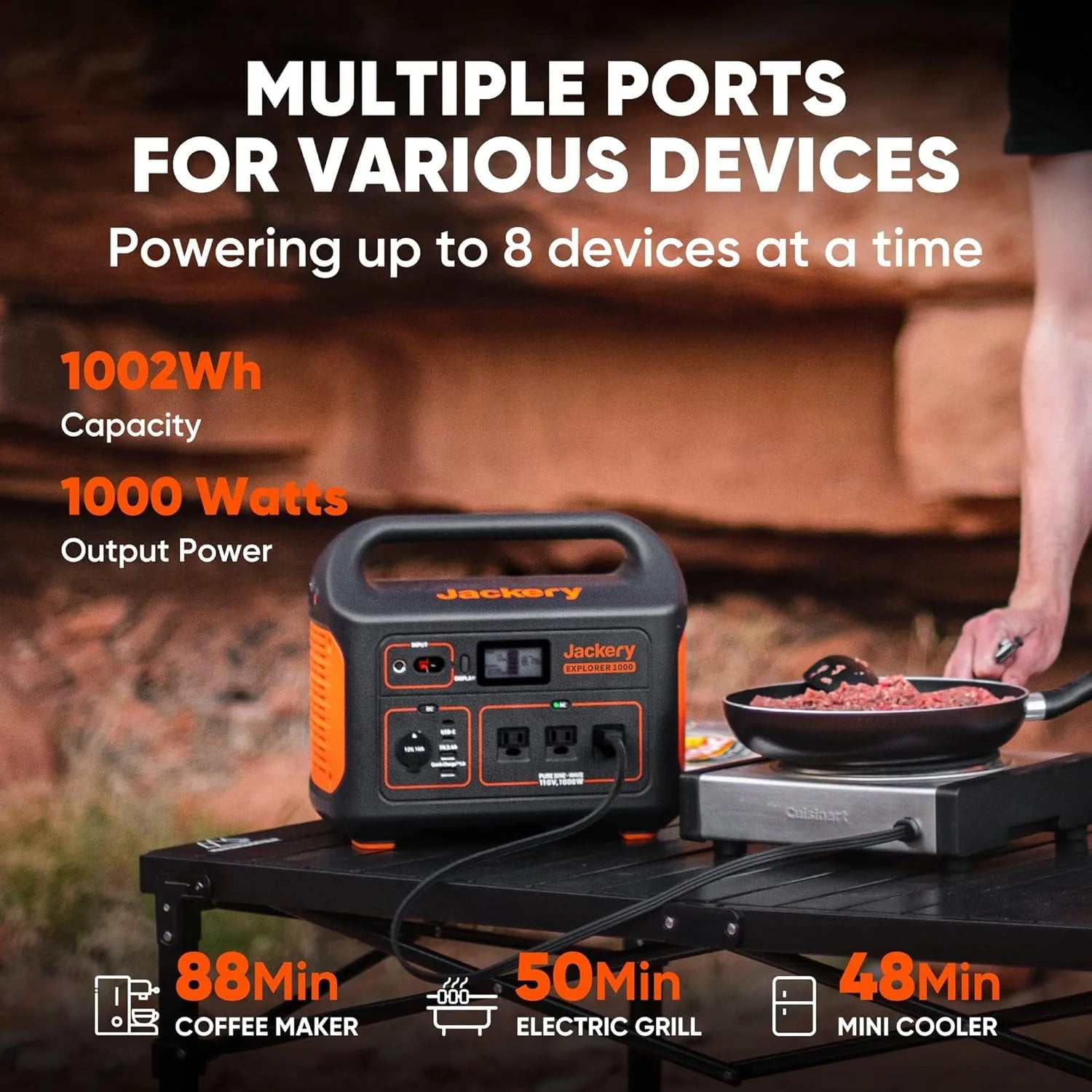 1002Wh Portable Power Station with 3x1000W AC Outlets E5016