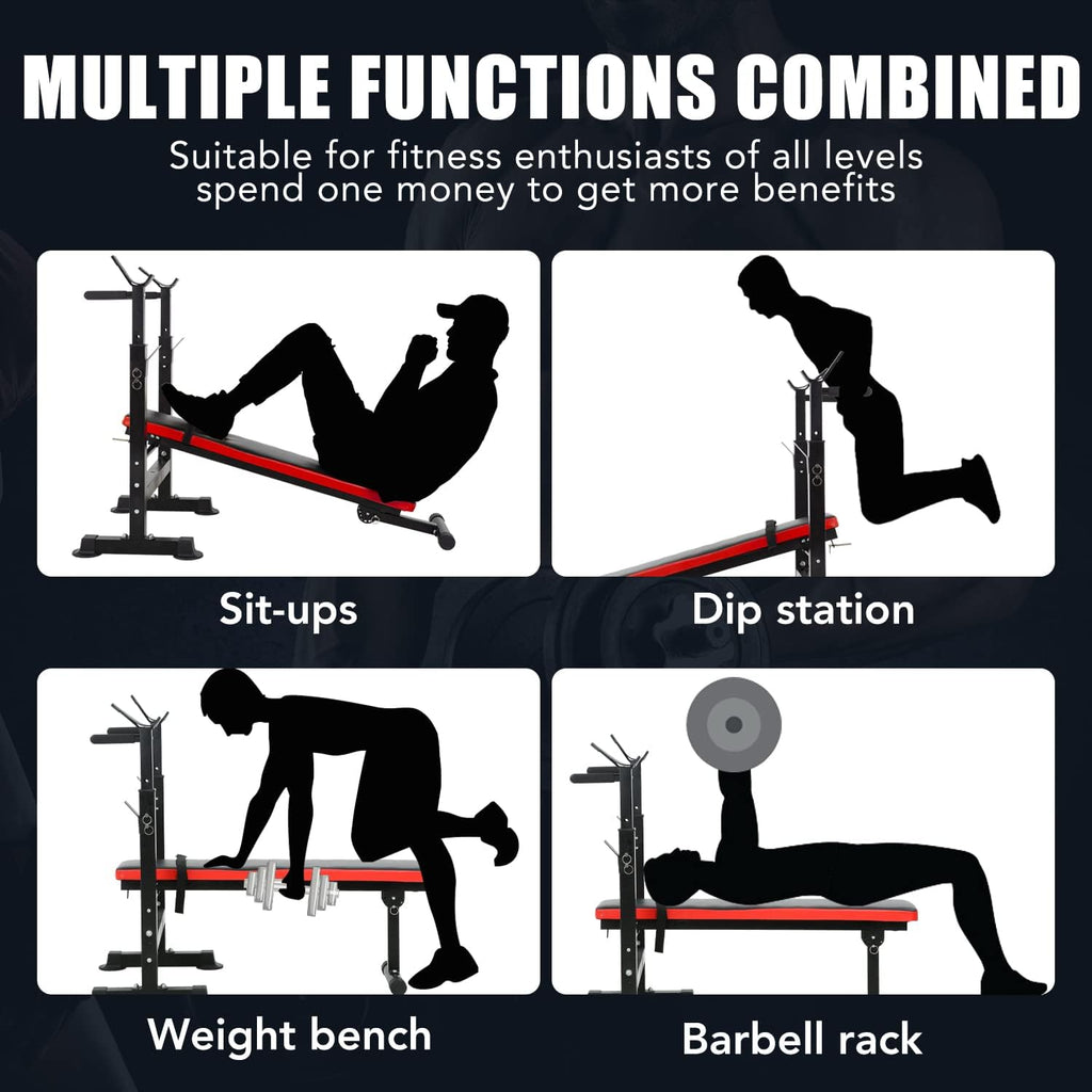 Adjustable Weight Bench with Barbell Rack M62552