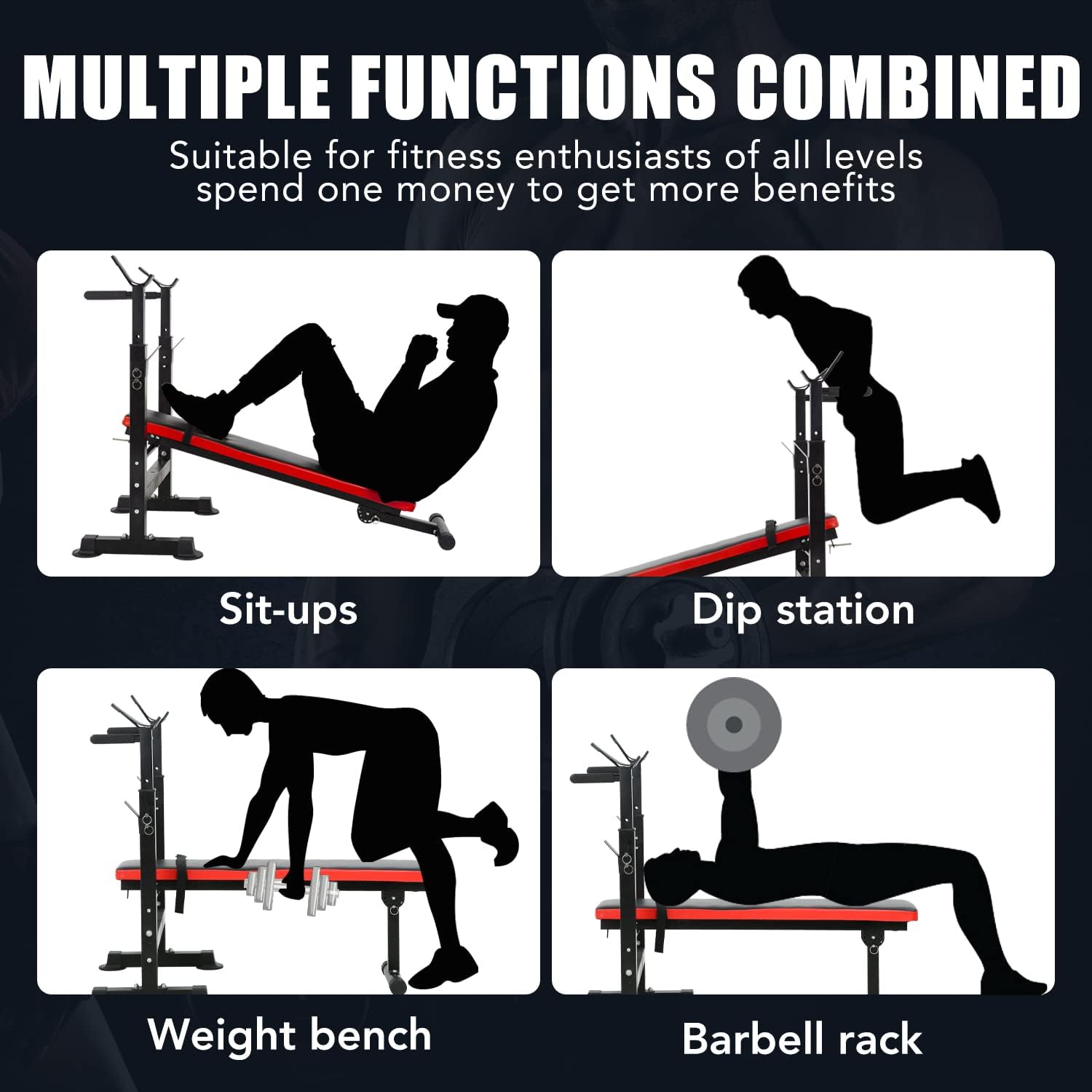 Adjustable Weight Bench with Barbell Rack M62552