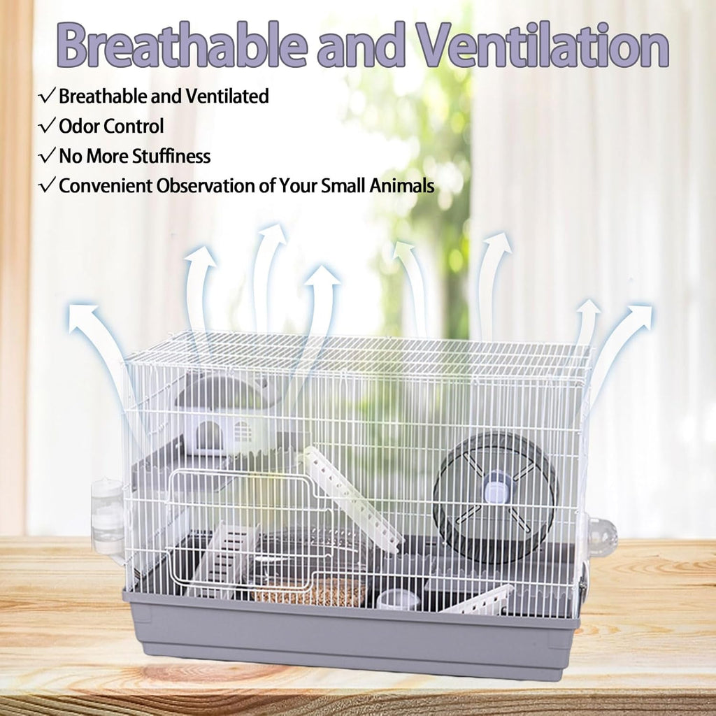 Large 3-Levels Grey Hamster Cage with Accessories V934262