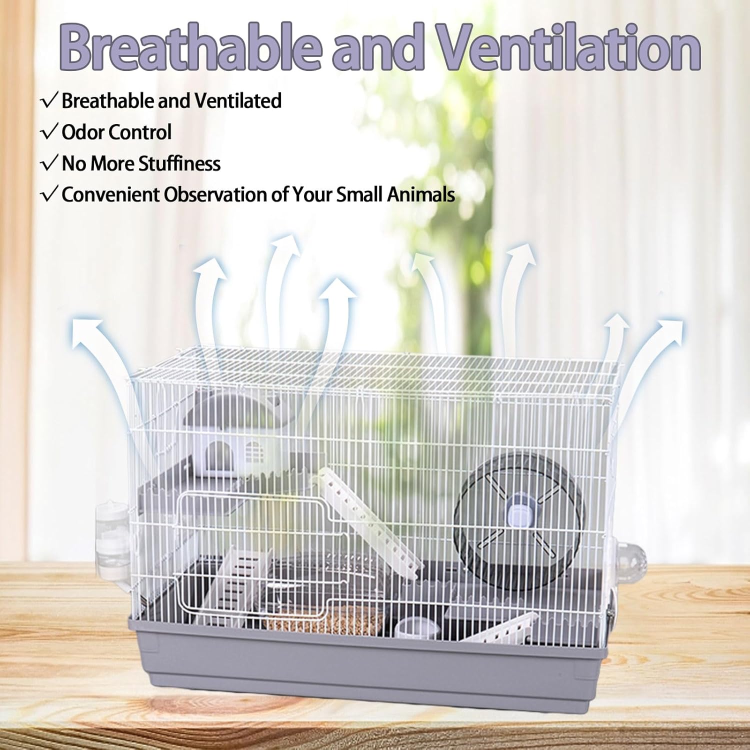 Large 3-Levels Grey Hamster Cage with Accessories V934262
