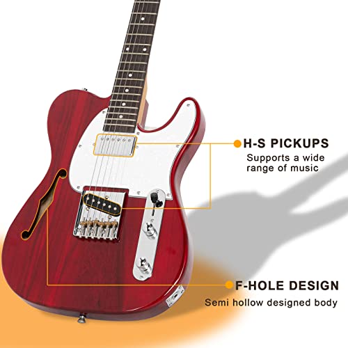 Transparent Wine Red Semi-Hollow Electric Guitar with Rosewood Fingerboard S114