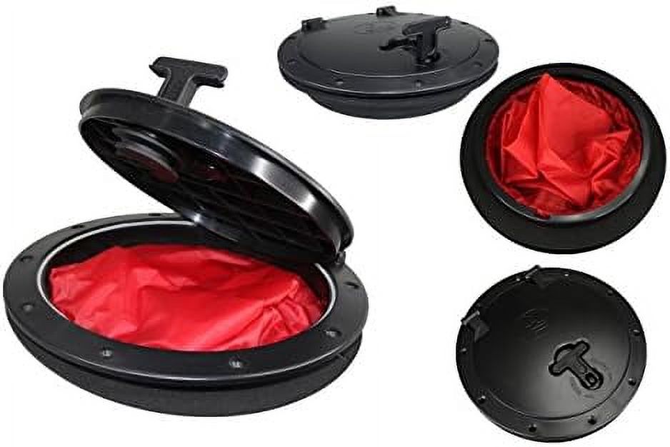 Black Plastic 6'' Waterproof Deck Plate Cover with Storage Bag Lock Design G2612