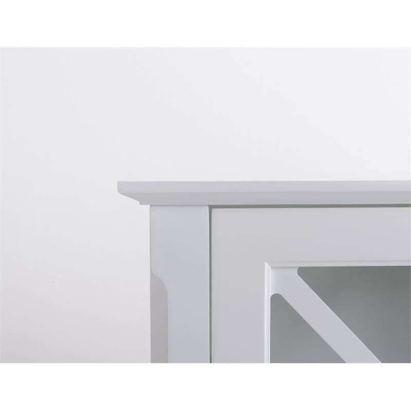 White Wood Accent Cabinet with Four Doors V5279