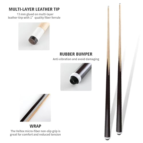 36inch 58inch Hardwood Billiard Cue Sticks Set of 2 I155