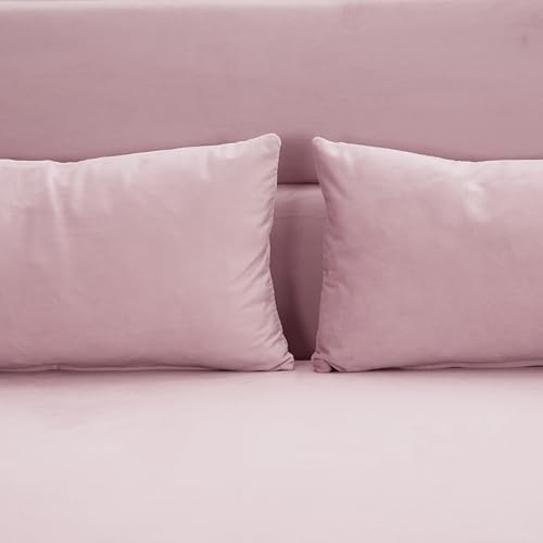 Pink Velvet Sleeper Sofa Couch Bed with Two Pillows I1282