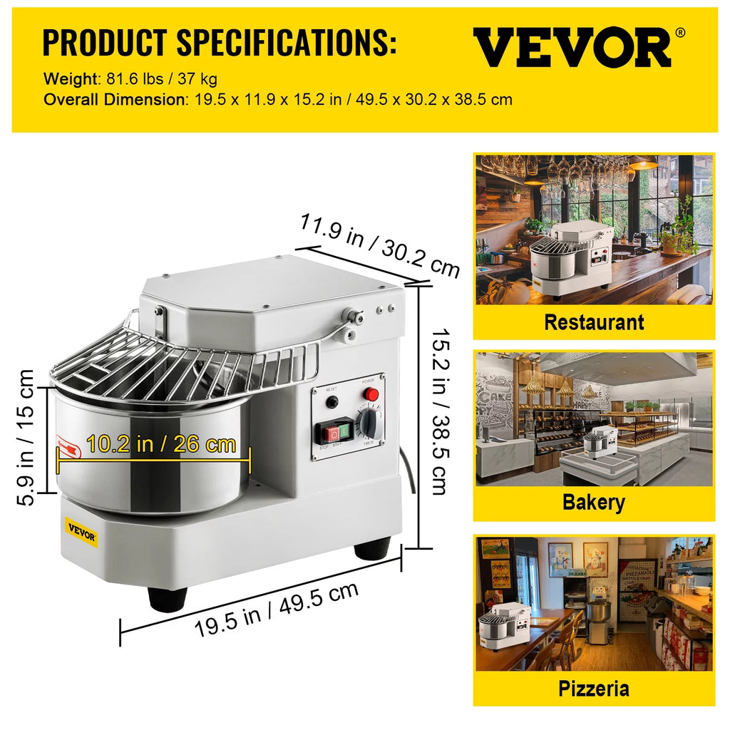 7.3Qt 450W Commercial Food Mixer with Stainless Steel Bowl I5640