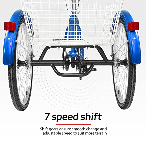 7-Speed Adult Tricycle with Large Basket 24/26 Inch S5612