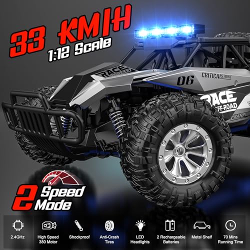 2.4GHz 1:12 Monster RC Truck with LED Headlight and Rechargeable Battery T945459