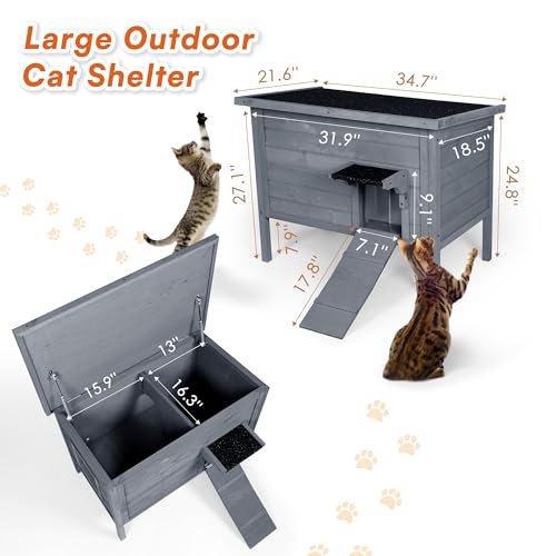Grey Insulated Wooden Cat House with Acrylic Side Window P1175