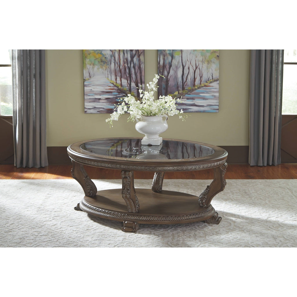 Brown Oval Cocktail Table D247915