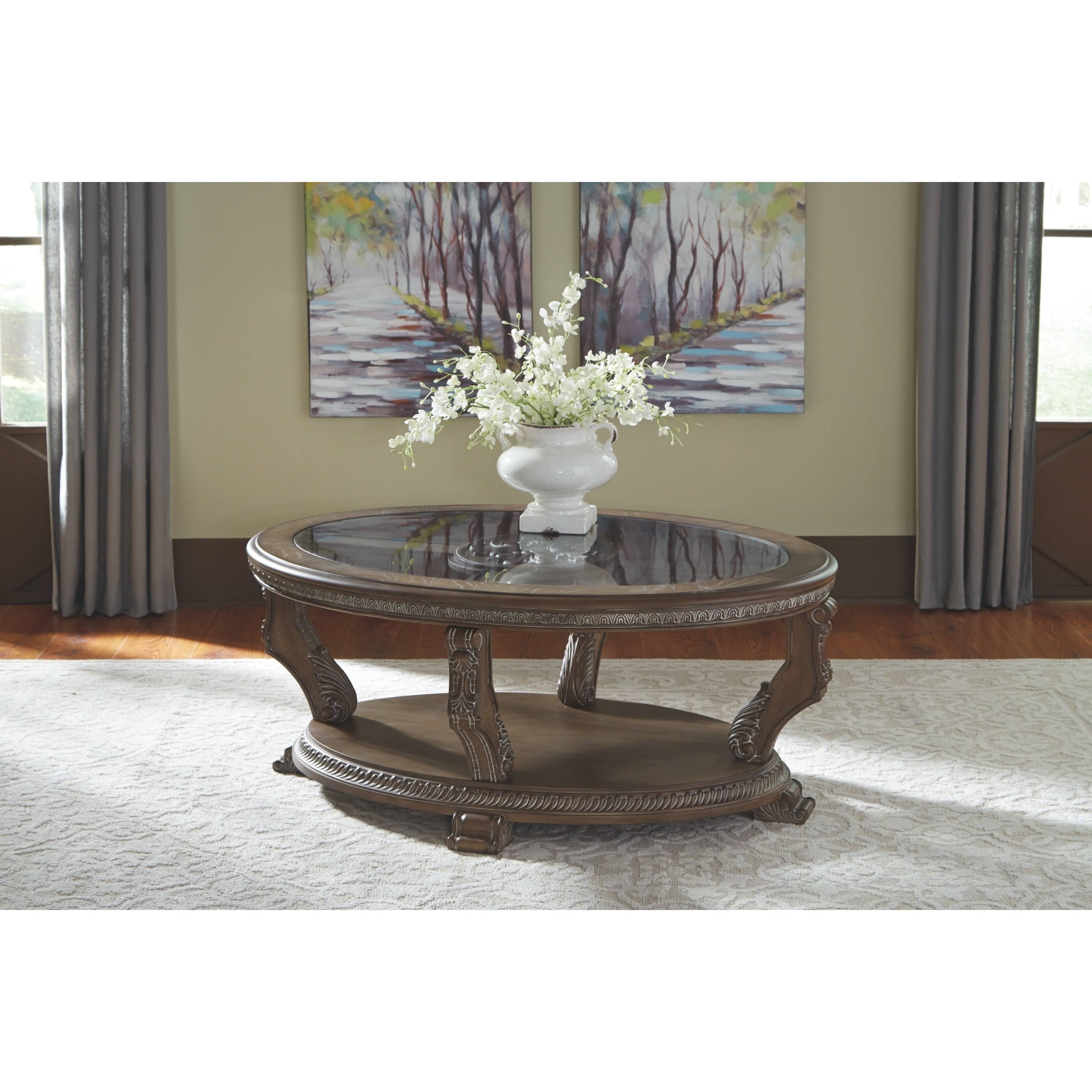 Brown Oval Cocktail Table D247915