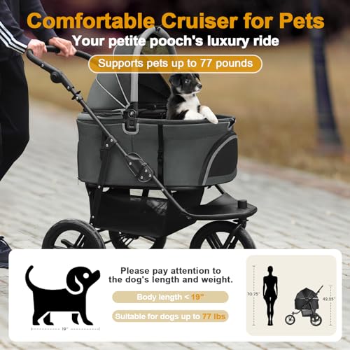 Black 3 in 1 Pet Stroller with Removable Carrier L264