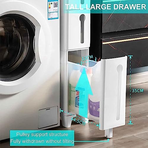 Freestanding Utility Storage Cabinet with Narrow Plastic Drawers A21243