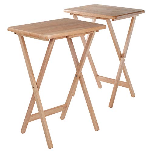 Set of 2 Foldable Snack Tables, 26", Natural H3699