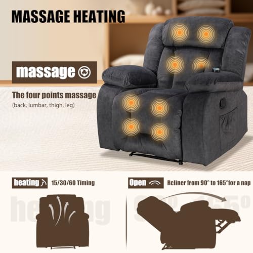 Oversized Khaki Recliner Chair with 360 Degree Swivel J8741