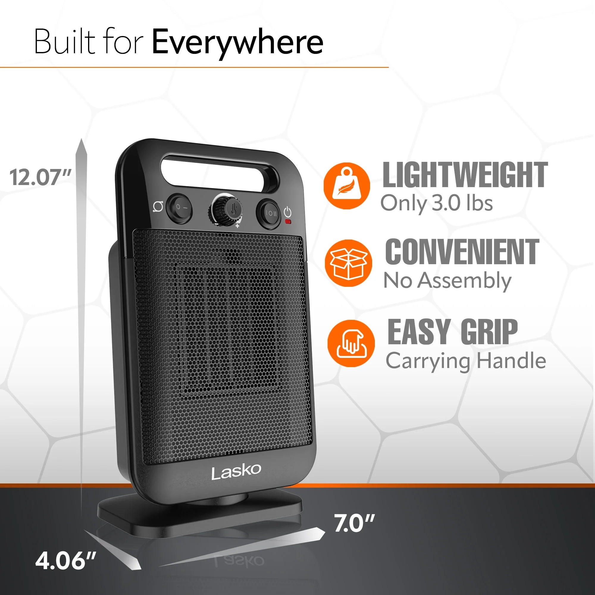 12" Oscillating Ceramic Space Heater with Thermostat, Black V978182