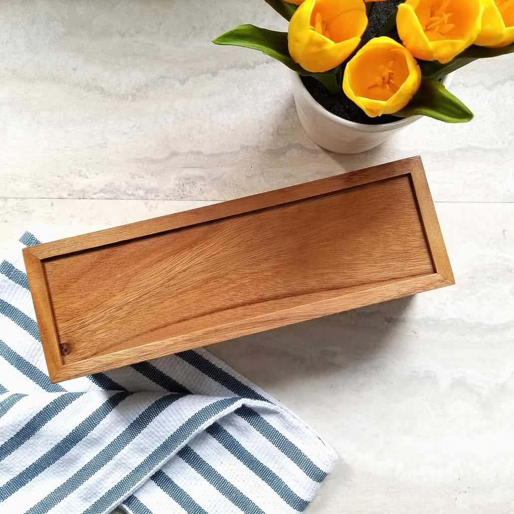 Acacia Wood Tea Box with 4 Sections P7056