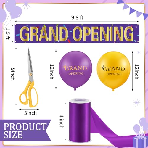Red Grand Opening Ribbon Cutting Ceremony Kit with 10'' Scissors 40 Pcs Balloons Satin Ribbon Bows J59622