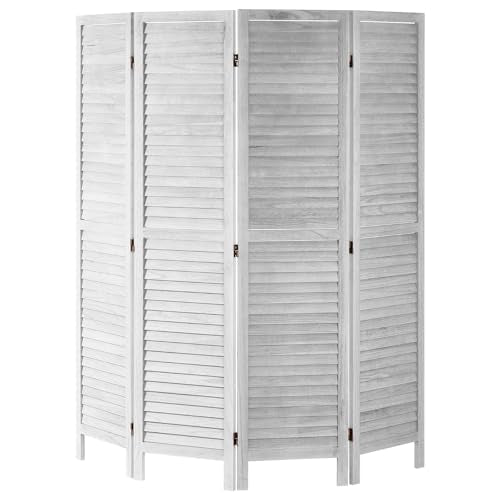 Light Grey 4 Panel Folding Wood Room Divider R484052