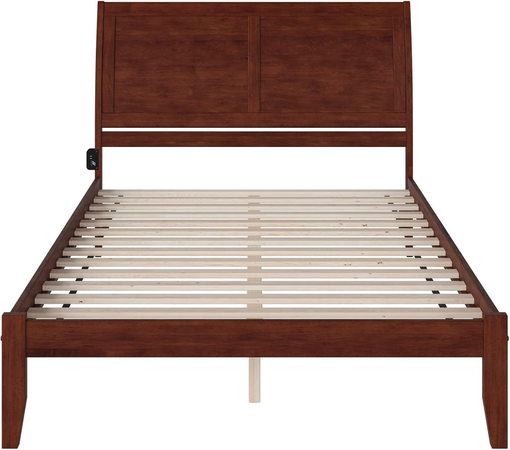 King Walnut Wood Platform Bed F6715