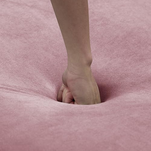 Pink Velvet Sleeper Sofa Couch Bed with Two Pillows I1282