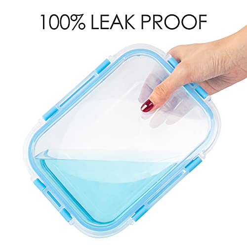 10 Pack Glass Food Storage Containers with Lids, Airtight, Leak Proof, Microwave & Freezer Safe (34oz & 12oz) J973