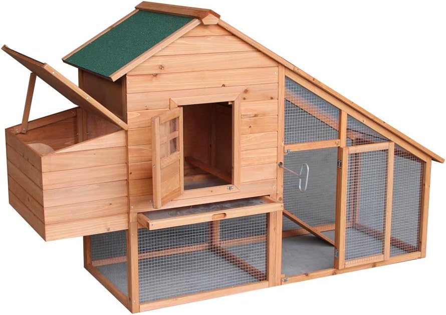 Waterproof Multi-Level Chicken Coop with Ramps, Nesting Box, Wire Fence (75‘’) G152