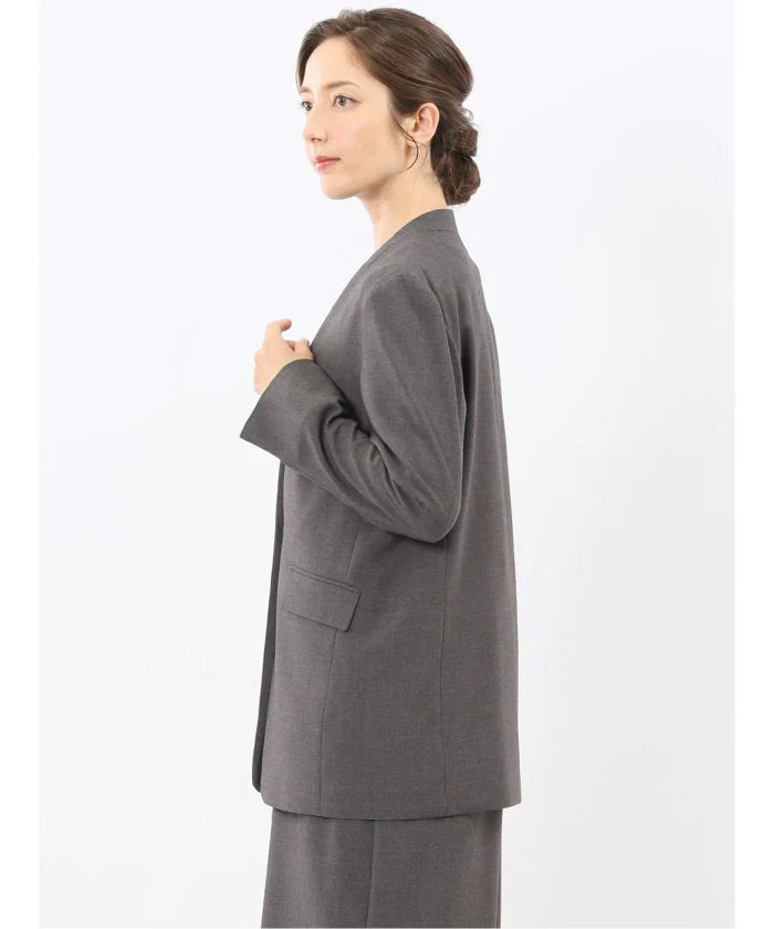 Stretch Washable Woolish No Collar Jacket F496