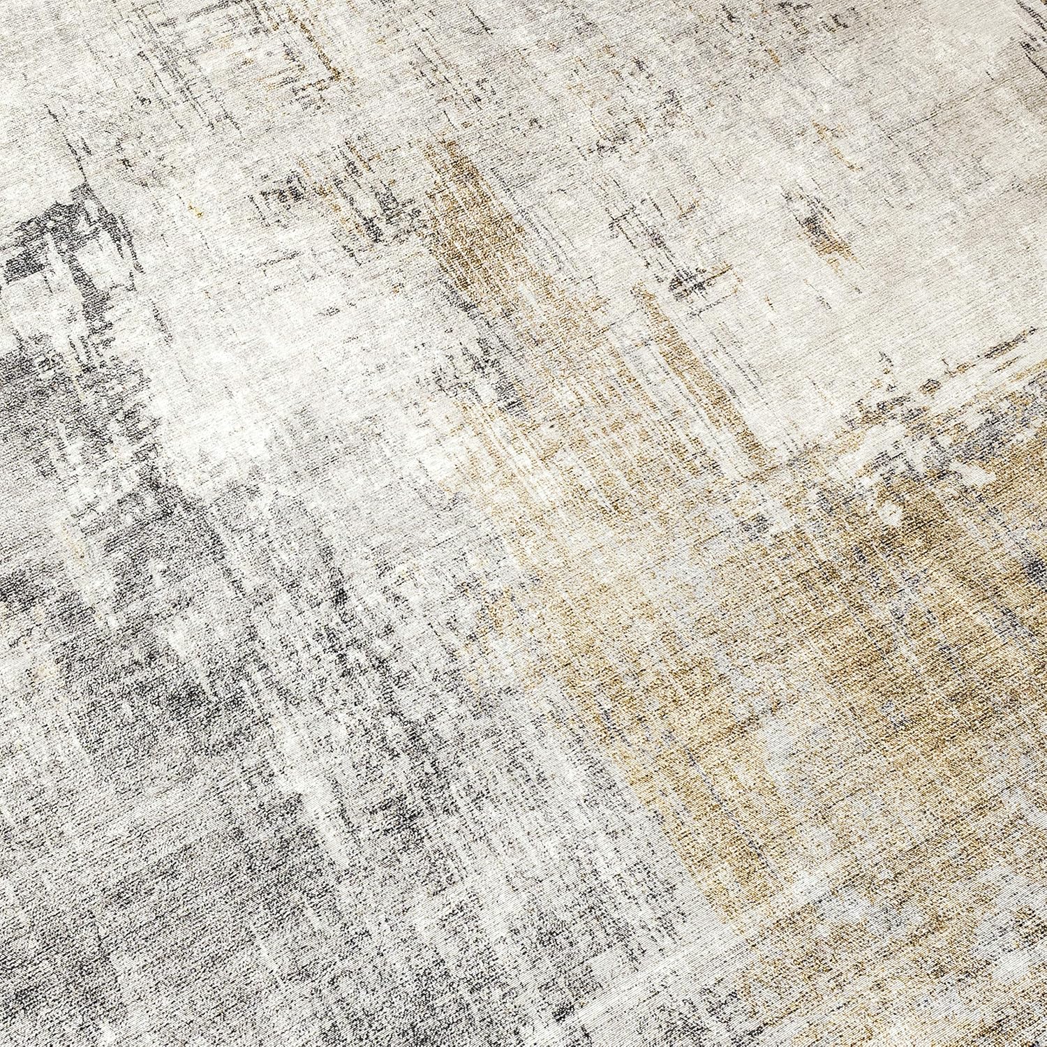 Beige 2'6" x 6' Machine Washable Area Rug Runner Y378287