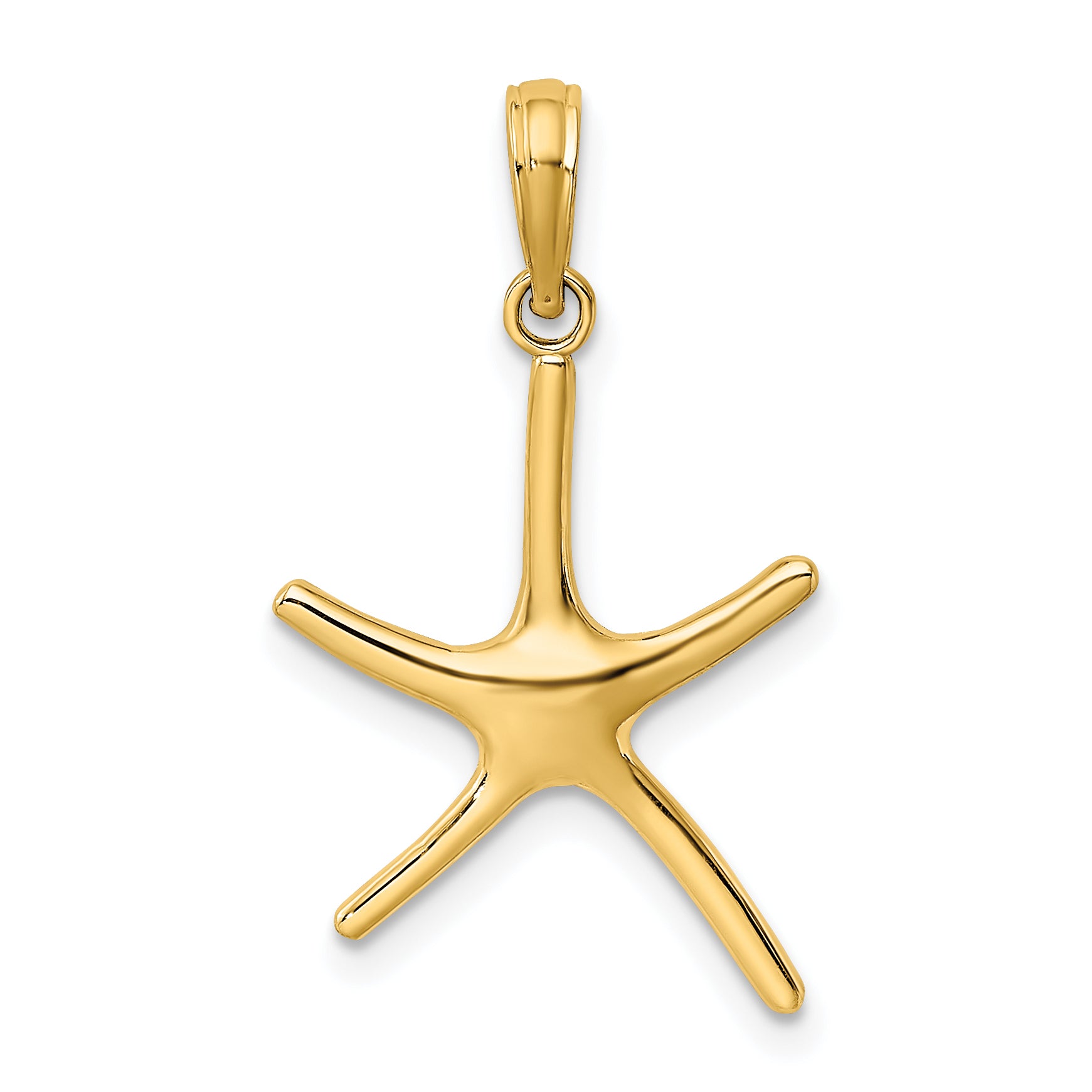 10K Yellow Gold Starfish Pendant Charm with 14K Yellow Gold Rope Chain Necklace 16'' B574321