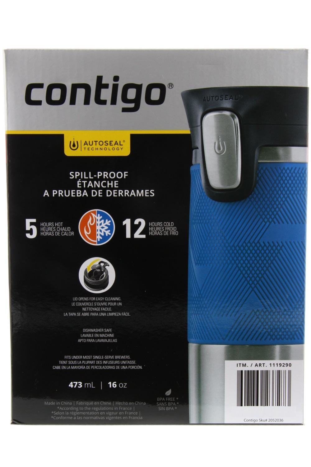 16oz Stainless Steel Spill-Proof Travel Mug (2 Pack) I3348