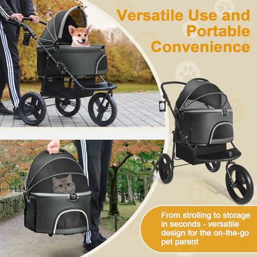 Black 3 in 1 Pet Stroller with Removable Carrier L264