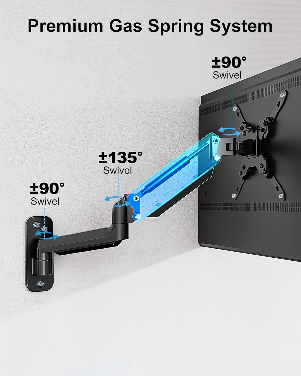 Monitor Wall Mount for Max 35 Inch Screen, Full Motion Gas Spring Arm B1770