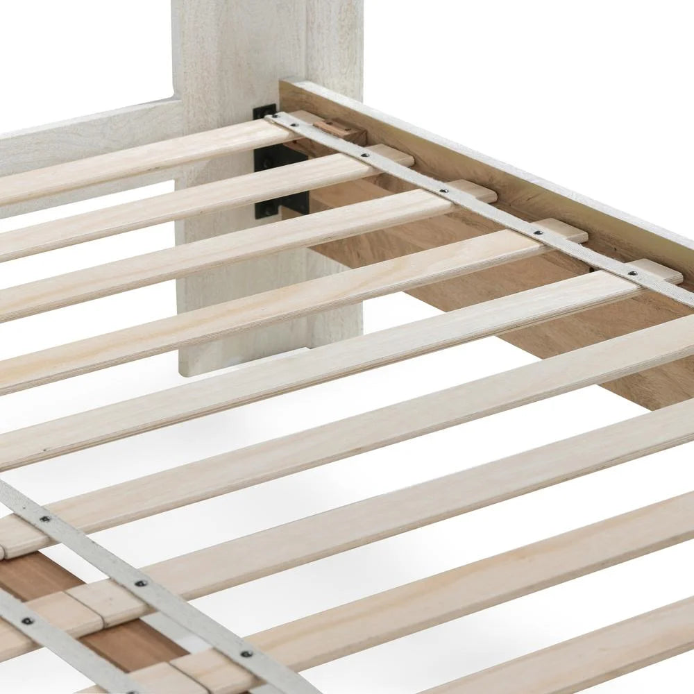 White Mango Wood Queen Bed D18289
