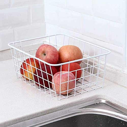 White Wire Storage Baskets with Handles, Set of 6 F8309