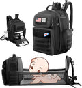 Black Expandable Military Diaper Bag Backpack with Changing Pad O4605